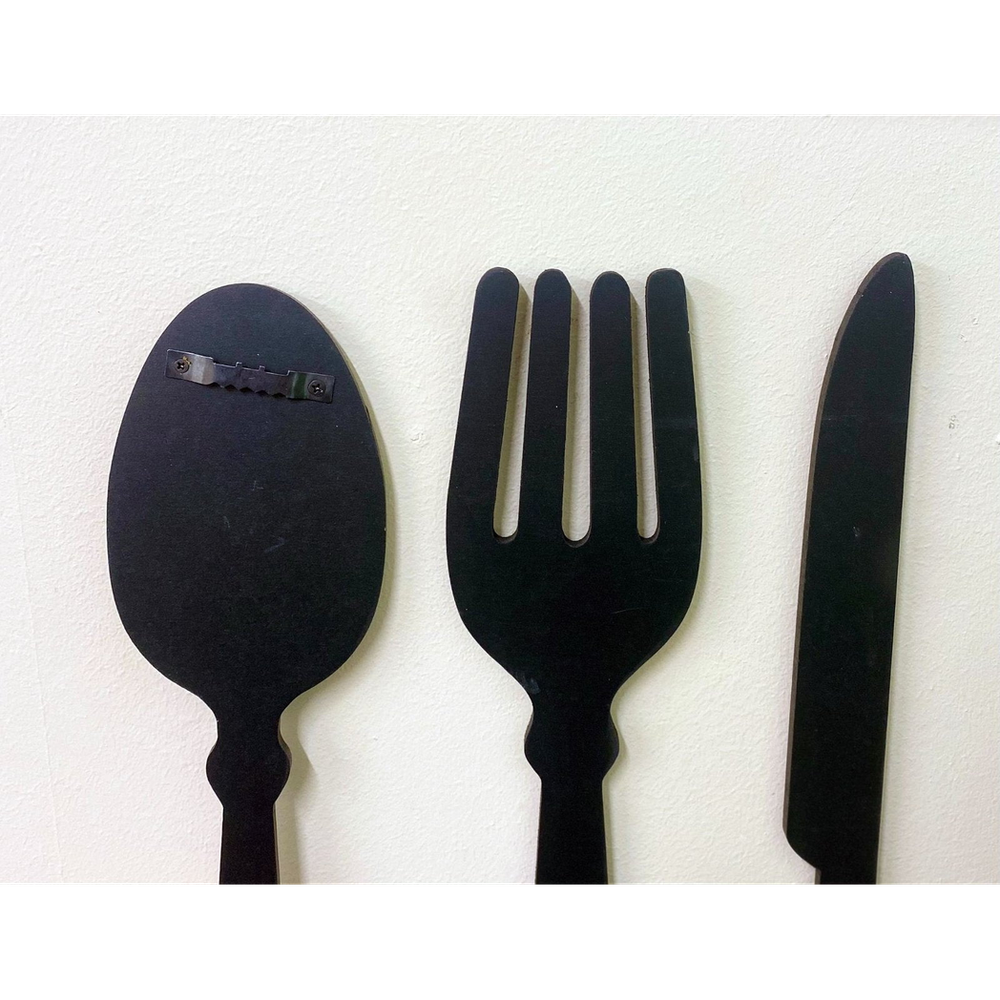 Modern Black Cutlery Wall Decor 39cm - Unique & Stylish Home Decoration