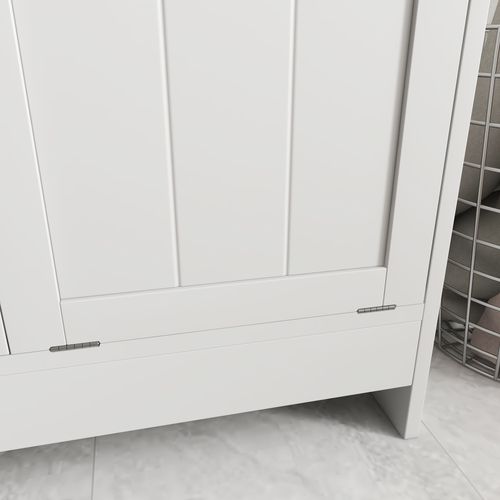 kleankin Tilt-out Laundry Storage Cabinet with 2 Compartment Hampers, White