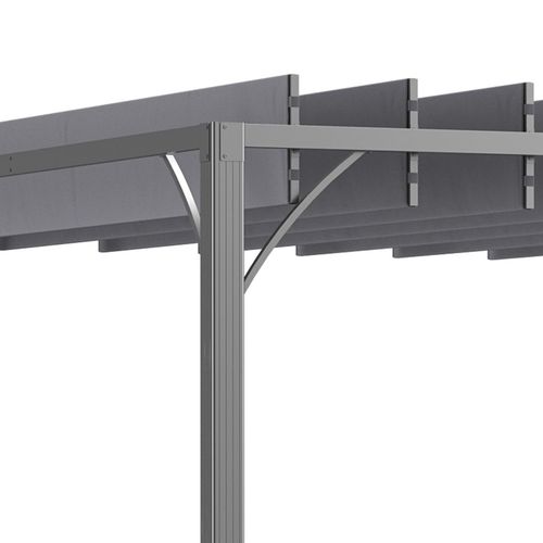 Outsunny 3 x 3(m) Outdoor Louvered Metal Pergola with Retractable Roof, Grey
