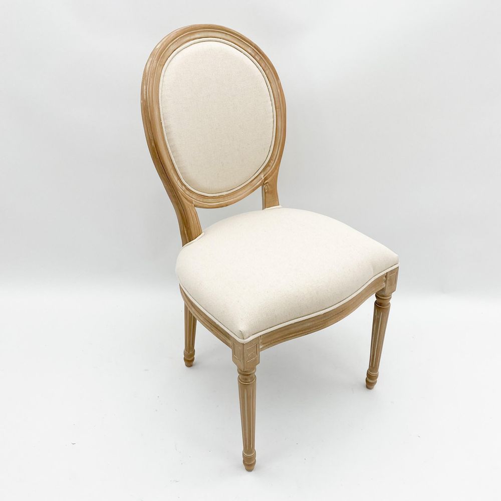 Luxurious Cream Linen Louis Armchair - High Quality, Elegant Design