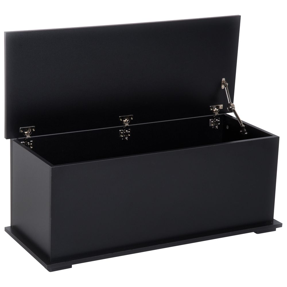 HOMCOM Wooden Storage Box Clothes Toy Chest Bench Seat Ottoman Bedding Blanket Trunk Container with Lid - Black