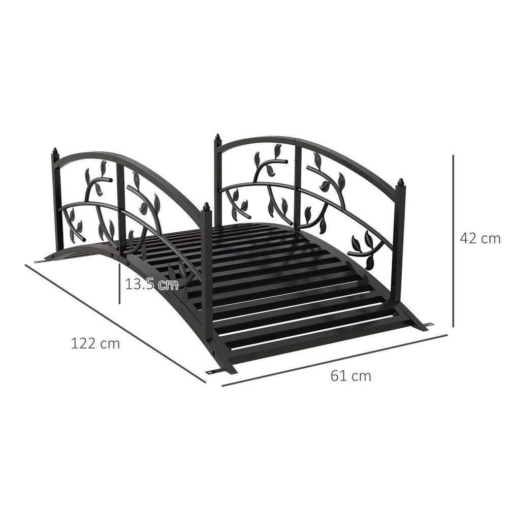 Outsunny 1.2M Classic Arch Bridge for Ponds, Creeks, Streams - Elegant Black Design