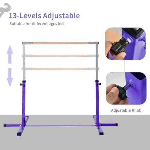 HOMCOM Height Adjustable Gymnastics Horizontal Bar For Kids Home Gym Training Children Junior Kip High Bar Fitness