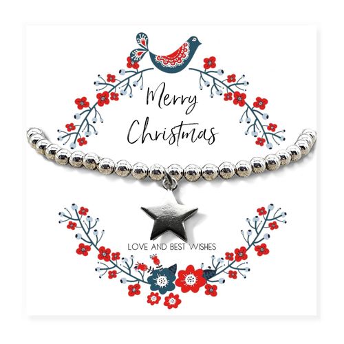 Christmas Star Beaded Bracelet & Gift Card