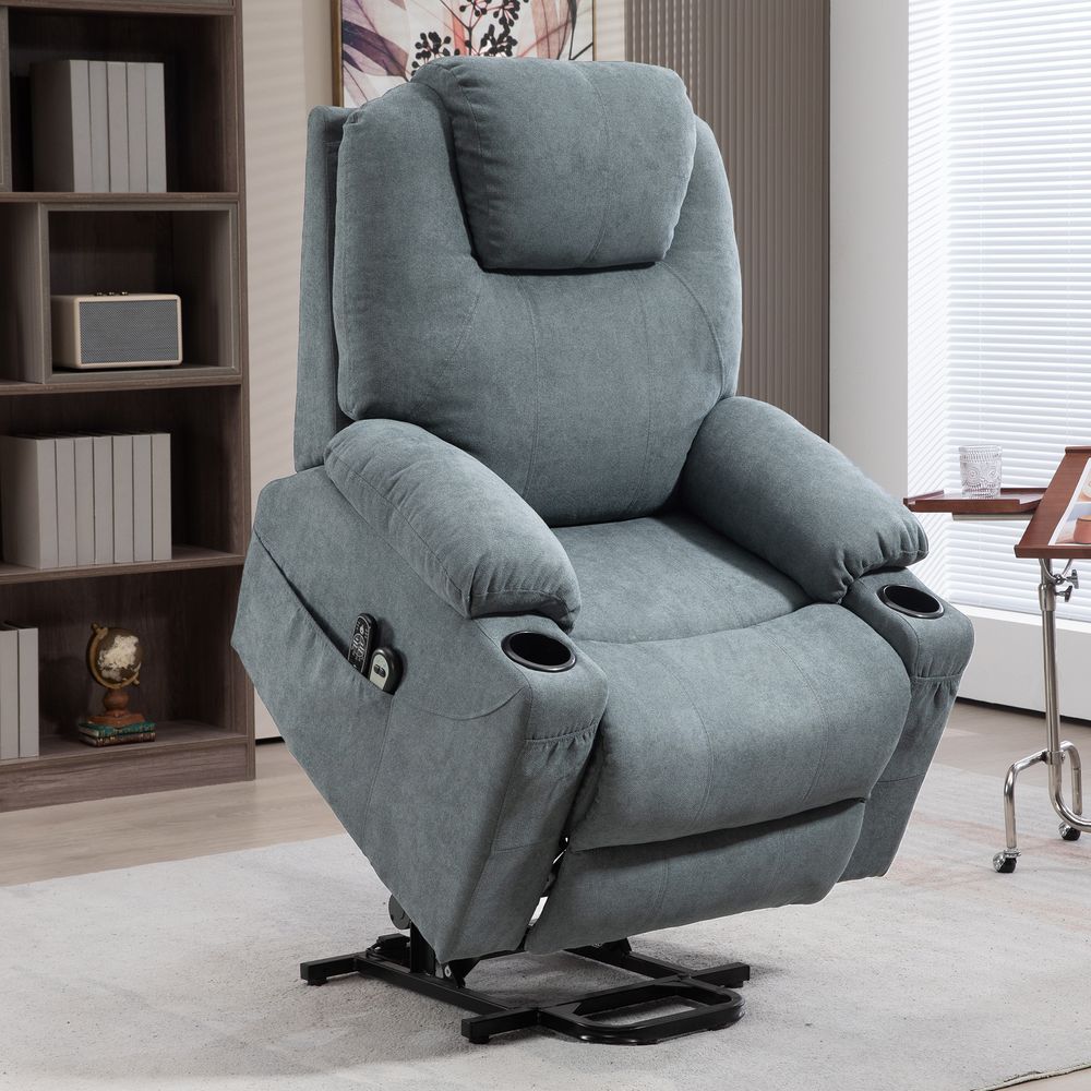 Luxury HOMCOM Lift Chair - Vibration Massage, Heat, Easy Assembly - Grey