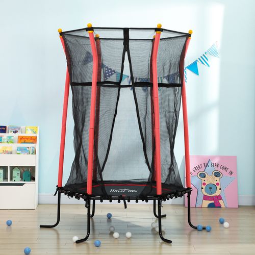 HOMCOM 5.4FT Kids Trampoline With Enclosure Indoor Outdoor for 3-10 Years Red