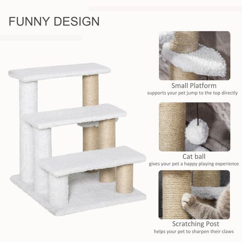 PawHut Pet Stair with 4-step Climb Ladder, Scratching Posts