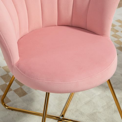 HOMCOM Accent Chair, Velvet Armchair with Lotus Backrest, Steel Legs