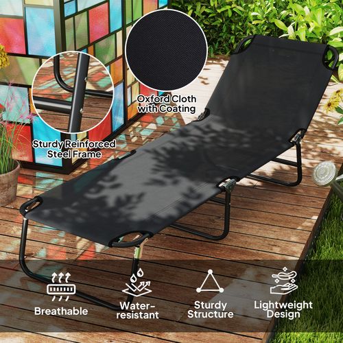 Outsunny 2 Piece Reclining Chaise Lounge with Adjustable Backrest, Black