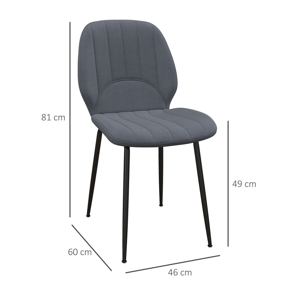 HOMCOM Modern Dining Chairs Set of 2 with Padded Seat and Steel Legs, Dark Grey