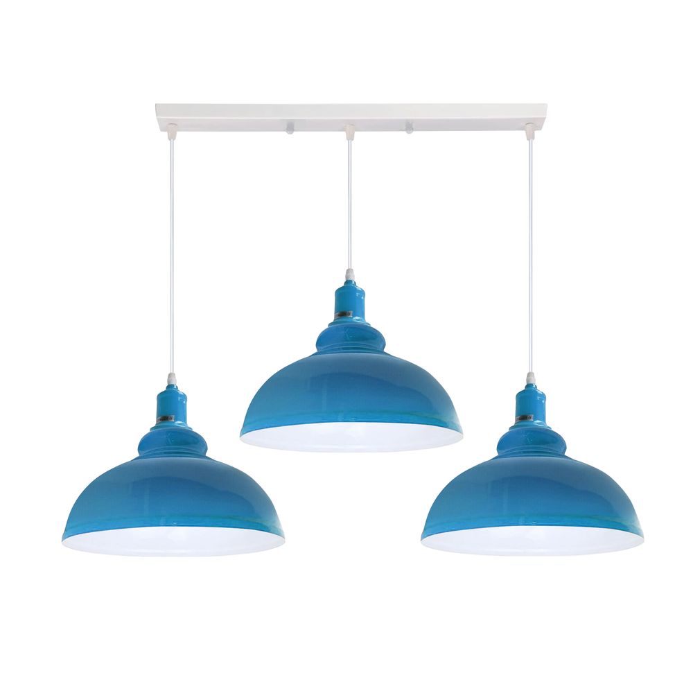 Industrial Vintage Loft Kitchen Bar 3 Lights Fittings Ceiling Curvy Metal E27