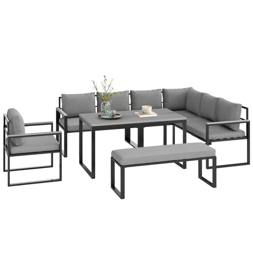 Outsunny 9 Seater Outdoor Corner Sofa Set with Wide and Deep Seats