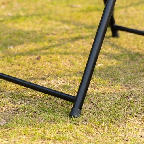 5Pc Garden Dining Set 4 Folding Chairs, Glass Top Table Texteline Seats, Black