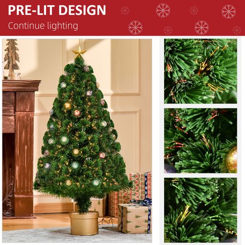4FT Prelit Artificial Christmas Tree Fiber Optic Xmas Indoor Golden Stand Green