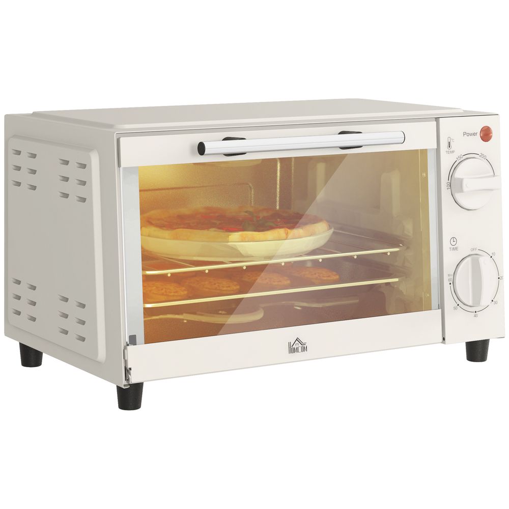 HOMCOM Mini Oven 9L Countertop Electric Grill with Temp Timer Control 750W
