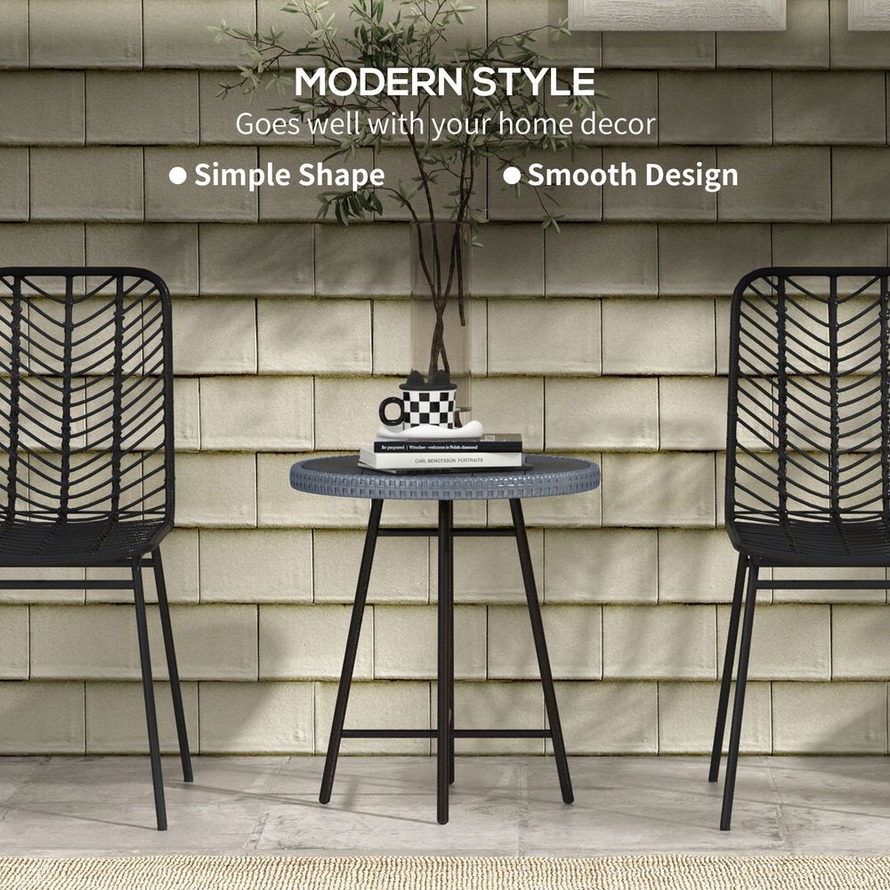 Outsunny PE Rattan Side Table - Indoor/Outdoor/Balcony/Patio - Grey