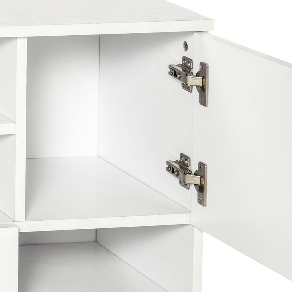 HOMCOM Printer Stand Sideboard - White Wooden Cupboard with Drawers & Shelves