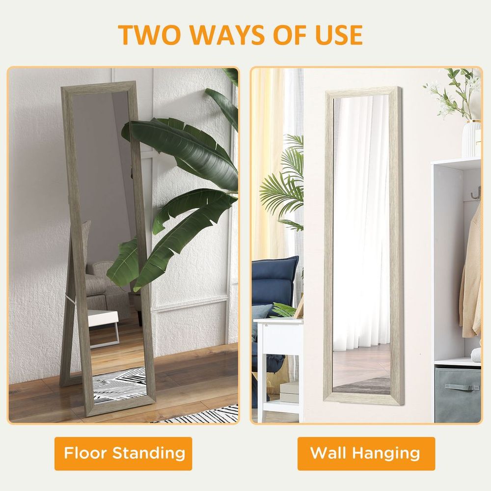 HOMCOM Full Length Mirror, Farmhouse Wall Mirror, Hanging & Freestanding
