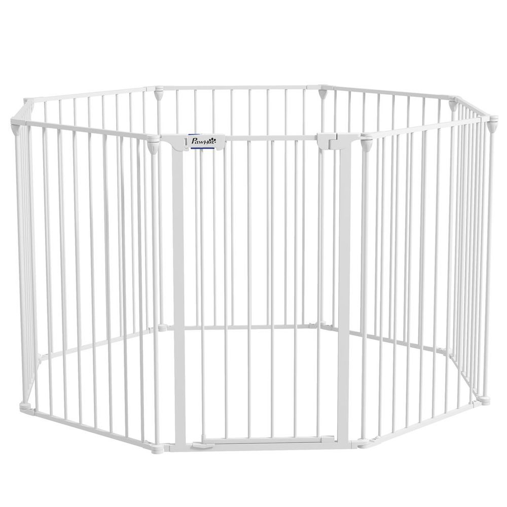 PawHut 2-in-1 Dog Pen, Safety Pet Gate, 8 Panels, Medium Dogs, 90Hcm