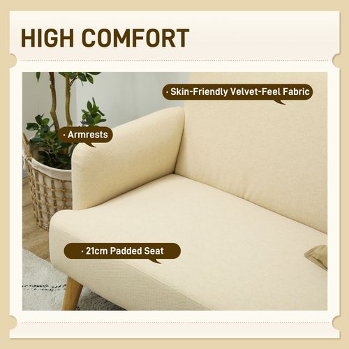 HOMCOM 2 Seater Sofa with 21cm Thick Padding and Wood Legs