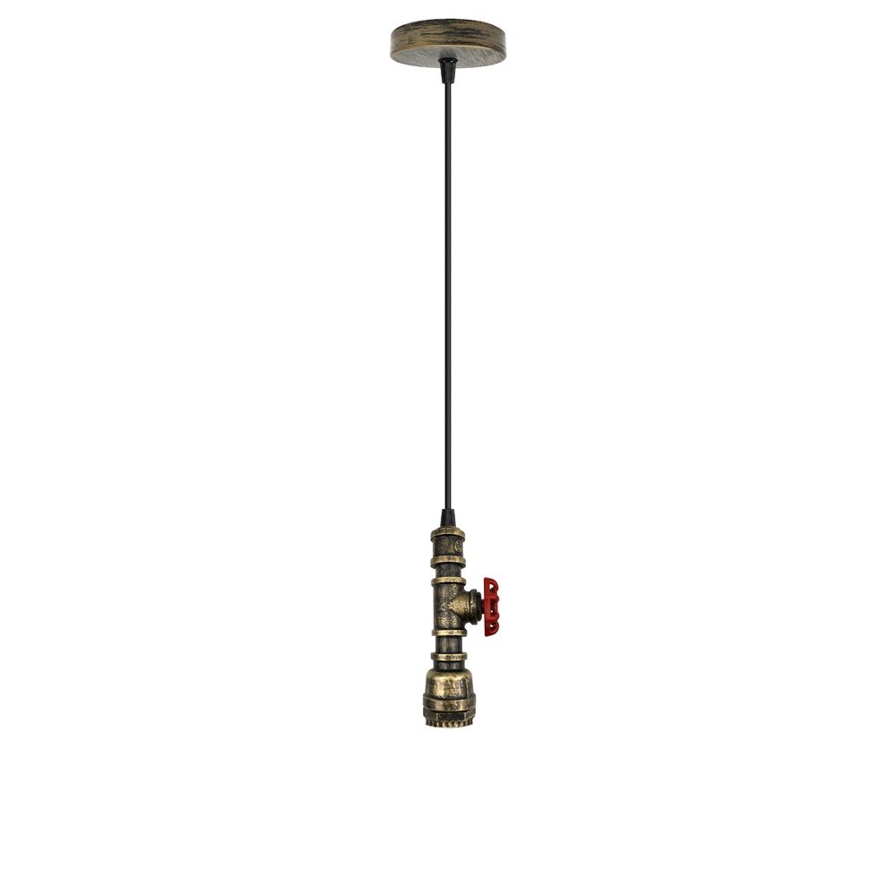 Vintage industrial metal pendant pipe light E27 fitting 95cm adjustable cable