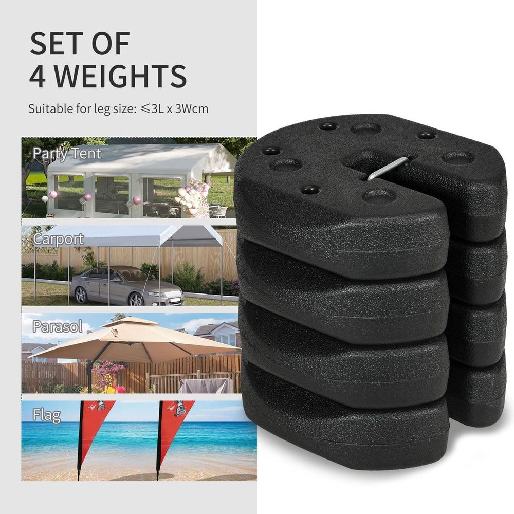 Premium Outsunny Gazebo Weights - Set of 4, Reinforce Pins, Easy Carry Belt - 12KG