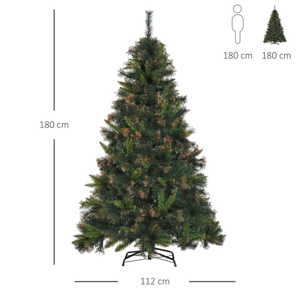 HOMCOM 6FT Pre-Lit Christmas Tree Artificial Spruce Tree Holiday Decor Stand