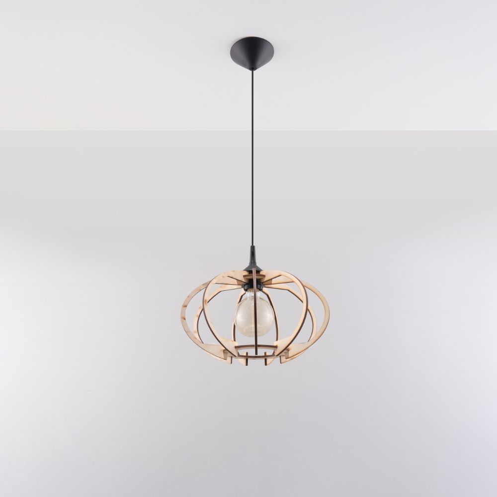 Scandinavian Design Wood Pendant Lamp - Mandelino E27