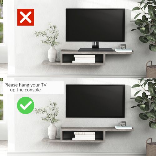 HOMCOM Wall Mounted Media Console, Floating TV Stand Component Shelf