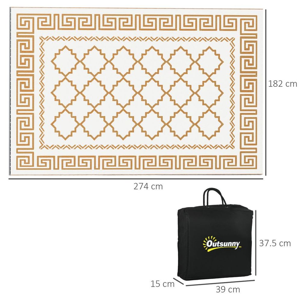 Outsunny Waterproof Outdoor Rug w/ Carry Bag: 182 x 274cm, Brown - Tear-resistant, Reversible