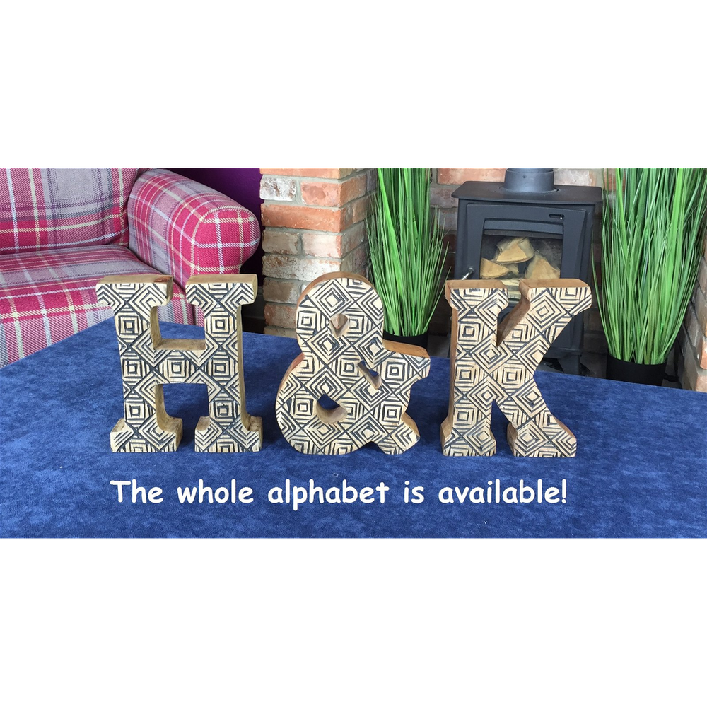 Unique Hand Carved Wooden Geometric Letter C - Rustic Decor for Any Setting!