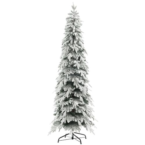 HOMCOM 6ft Flocked Pencil Christmas Tree with Auto Open, Steel Base
