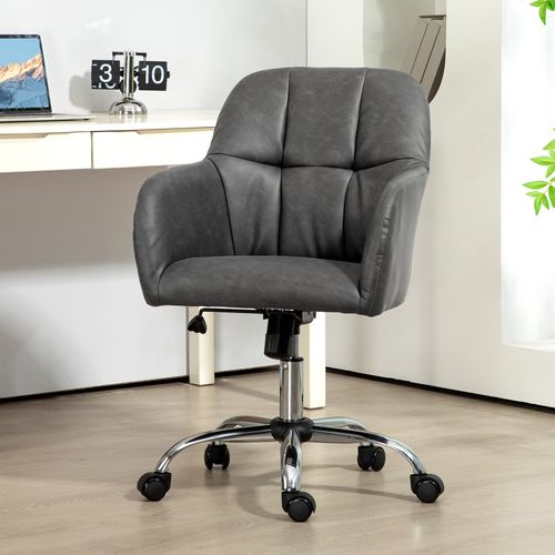 HOMCOM Computer Desk Chair with PU Leather, Swivel Wheels