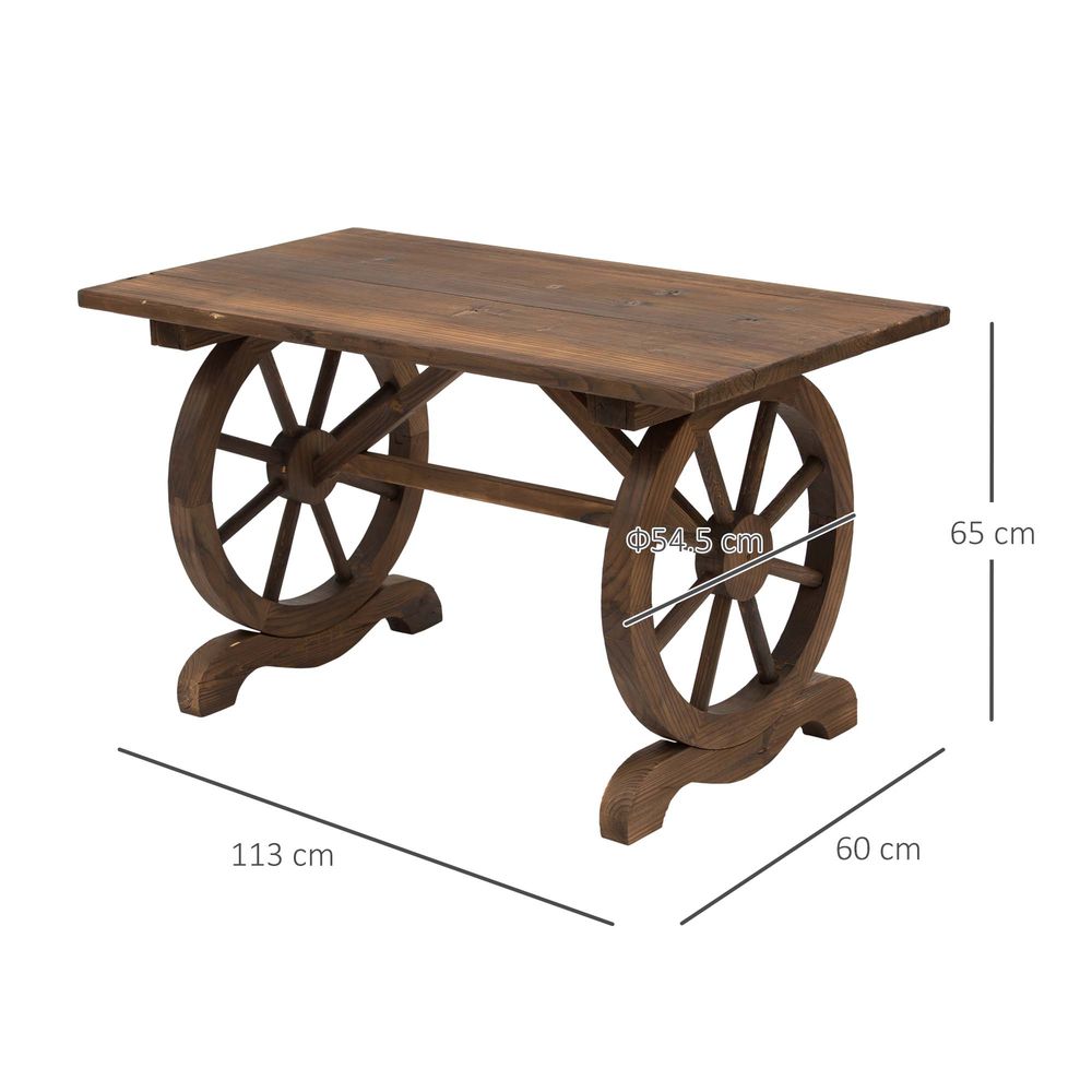 Garden Coffee Table Patio Display Desk Natural Fir Wood Water-Resistant Dining