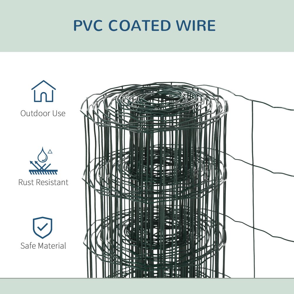 PawHut 0.6Mx10M Chicken Wire Mesh Rabbit Poultry Animal Fence PVC Coated Netting