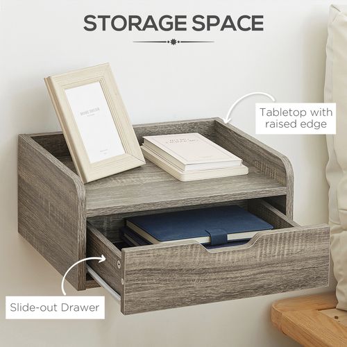 HOMCOM Floating Nightstand Set of 2, Nightstand with Drawer