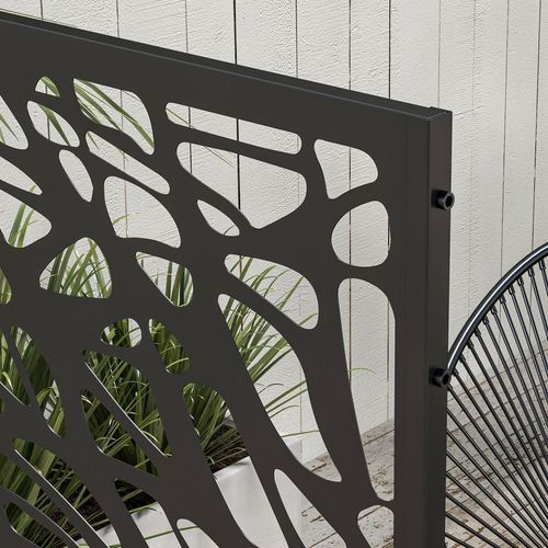 Outsunny 6.5FT Metal Outdoor Privacy Screen Panel with Stand, Twisted Lines