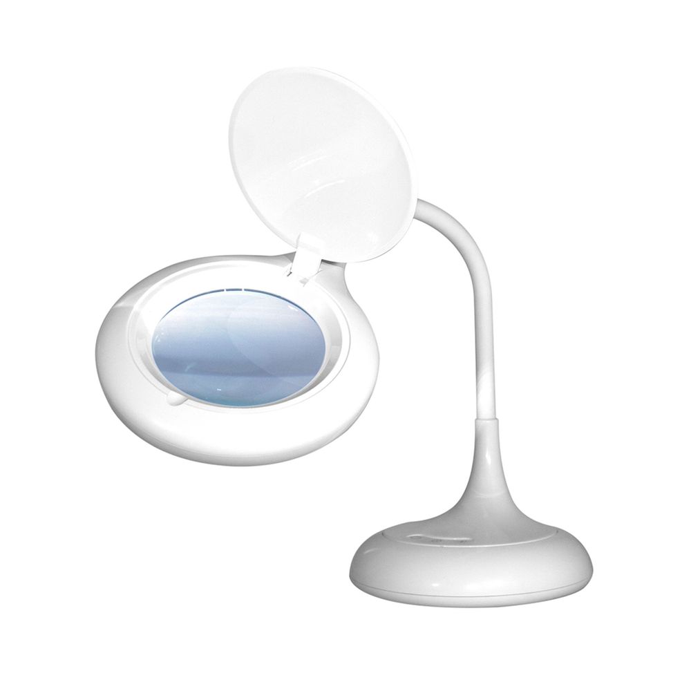 Chameleon Desk Magnifier: 3X Magnification, Dimmable, Flexible Gooseneck