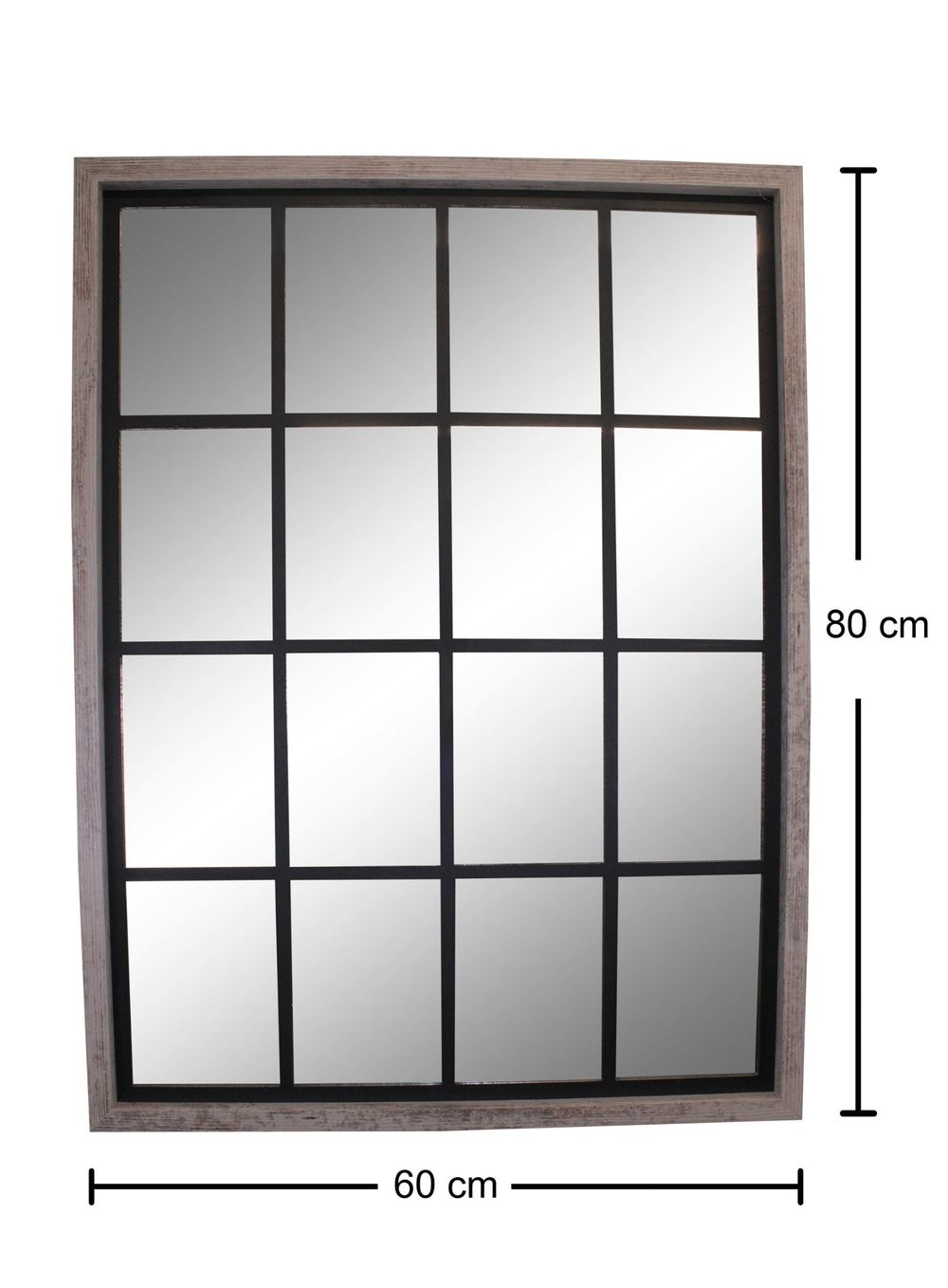 Premium Grey Window Style Wall Mirror - 60x80cm - Best Quality