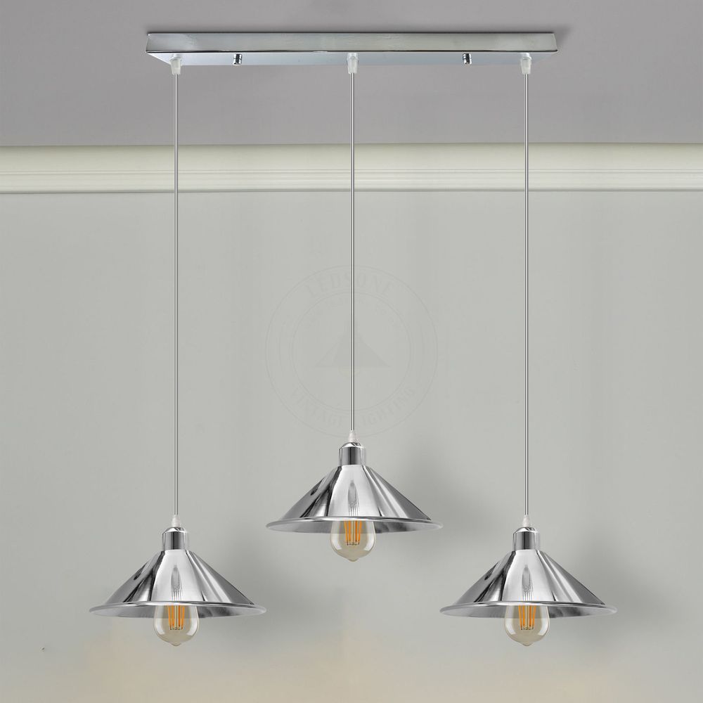 Vintage Industrial Ceiling Pendant Light - Rustic Charm, Easy Installation, E27 Base - 3 Head Rectangle Base