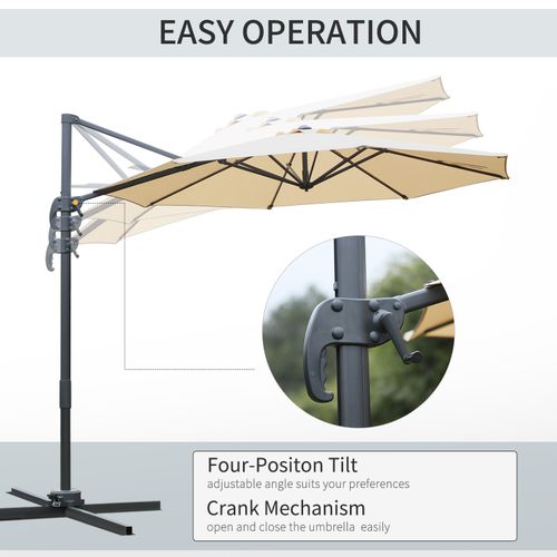 Outsunny Umbrella Parasol W/360 Rotation and Cross Base-Beige