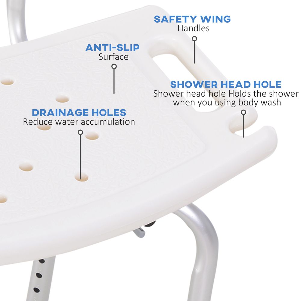 HOMCOM Bath Chair Shower Stool Safety Seat Bathroom Adjustable Positions Elderly Aids