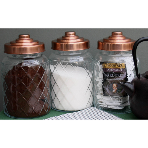 Round Glass Jar With Copper Lid - 7 Inch