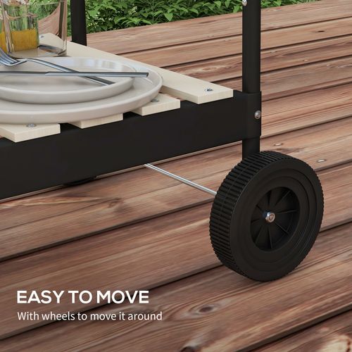 Outsunny Charcoal Barbecue BBQ Grill Trolley W/ 5-level Grill Height Ash Catcher