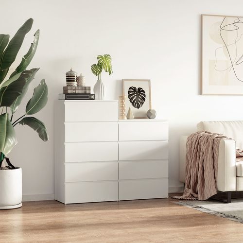 5 Drawer Cabinet Storage Cupboard Sideboard Organiser Living Room White