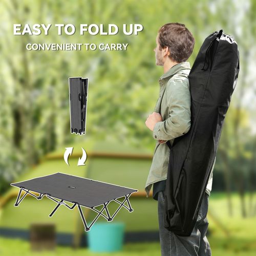 Outsunny Double Camping Folding Cot Portable Sleeping Bed, Charcoal Grey