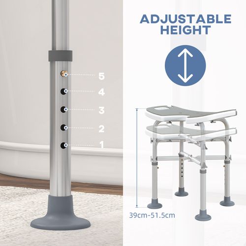 HOMCOM Aluminium Shower Stool for Elderly Disabled Non-Slip Bath Stool