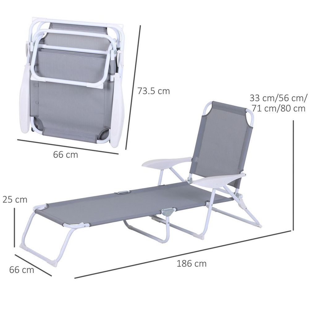 Outsunny Foldable Sun Lounger Chair - 4Level Backrest, Outdoor & Indoor, Comfortable, Durable