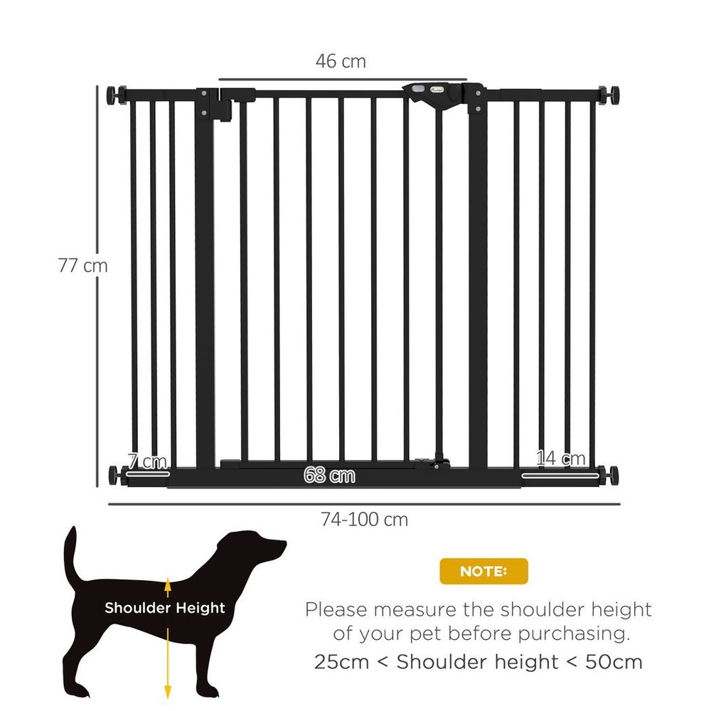 PawHut Adjustable Pet Gate w/ Extensions & Adjustable Screws, Black