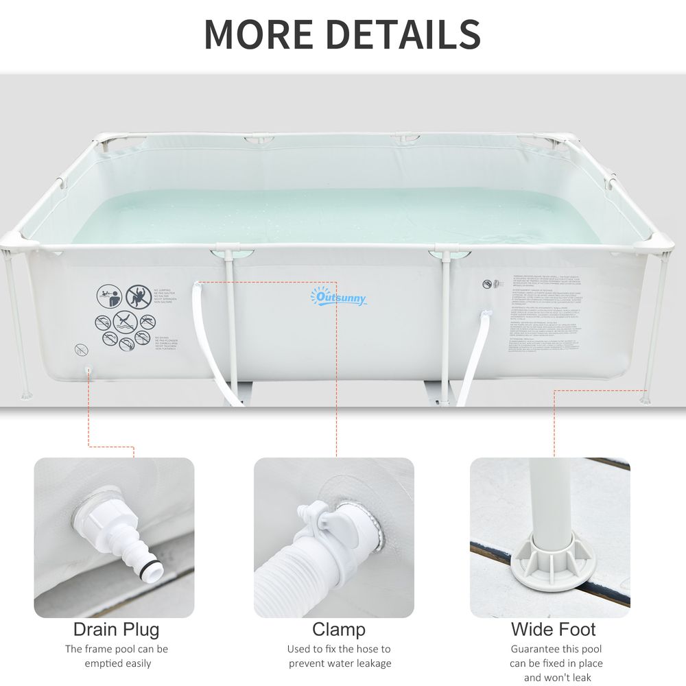 Steel Frame Pool & Filter Pump & Cartridge Rust Resistant 292 x 190 x 75cm Grey